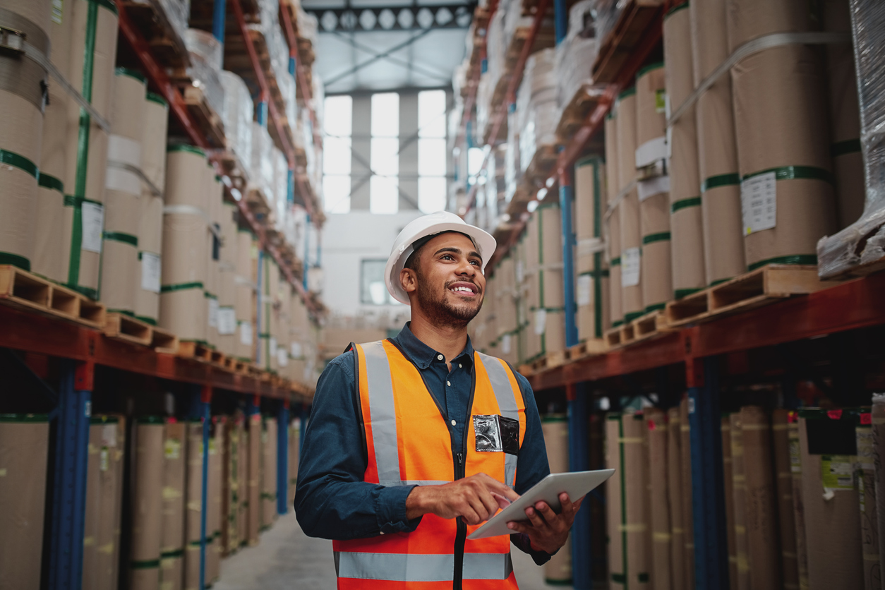 warehouse worker using database