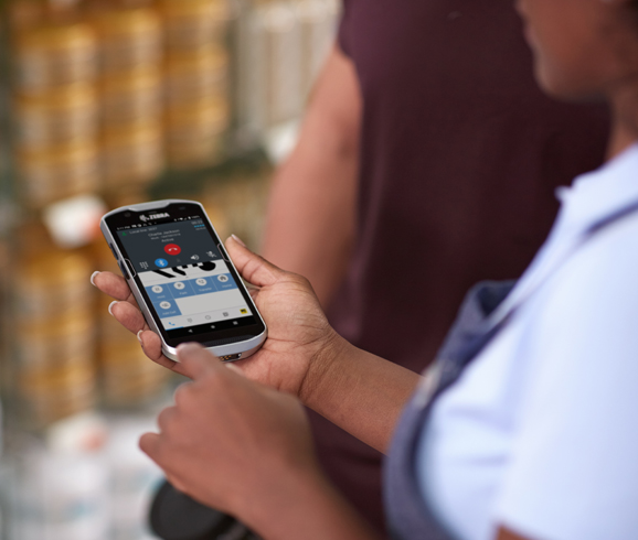 worker using a mobile computer in retail